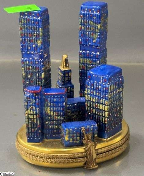 Rochard Limoges New York Motif Trinket Box - 3.5" T image