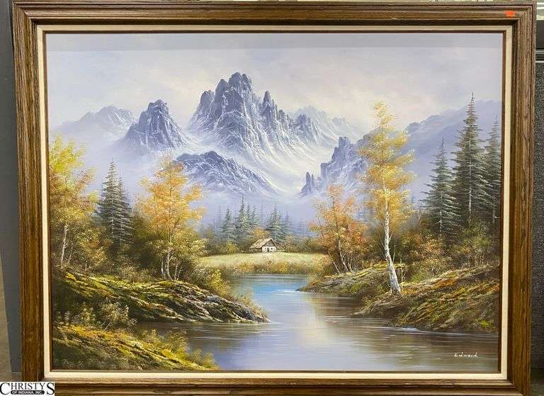 Large Mountain Landscape Giclee on Canvas - 54" x 42" of frame image