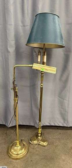 2 Brass Tone Floor/Reading Lamps - 58" of tallest image