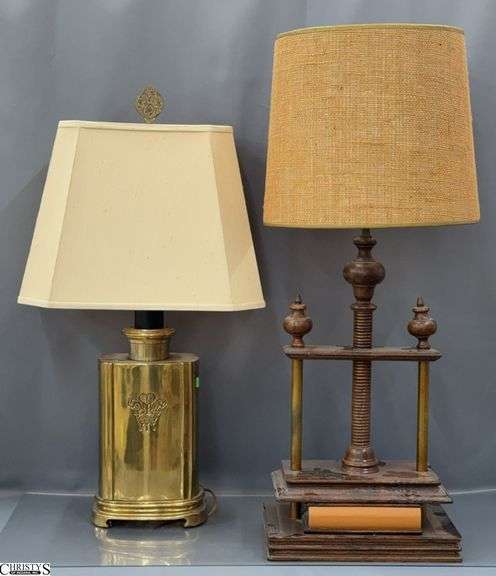 2 Table Lamps, Tallest Wood Base 33" image