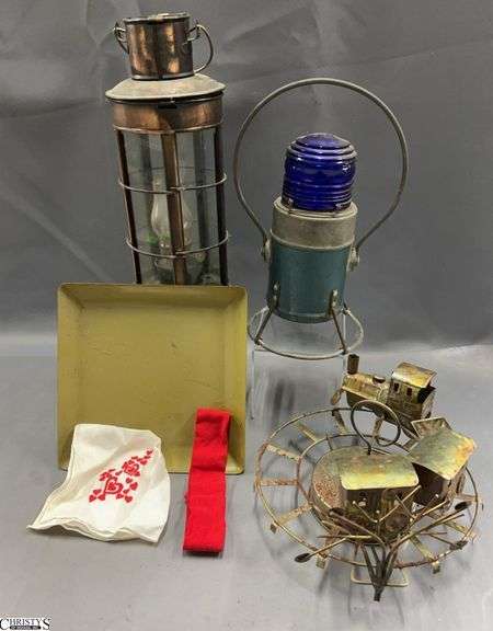 Brass Train, 2 Lanterns Tallest 12" image