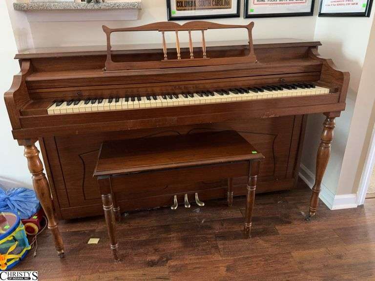 Hallet, Dabris & Co Piano w/ Bench - 56" x 24" x 37" of piano image
