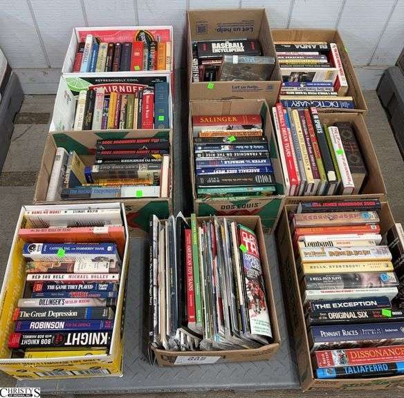 Skid of Books, Space Travel and Sports Related, Bill James Handbooks 2006,2009, The Men and The Machine Ford, The Day Kennedy Was Shot, Oil Man, image
