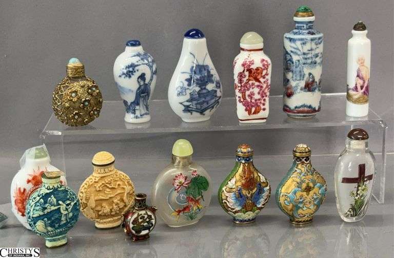 14 Snuff and Perfume Bottles, Some Signed, See Photos For Marks Tallest 3.5" image