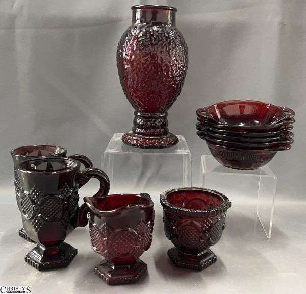 11 pcs Ruby Glass Tallest Vase 8" image