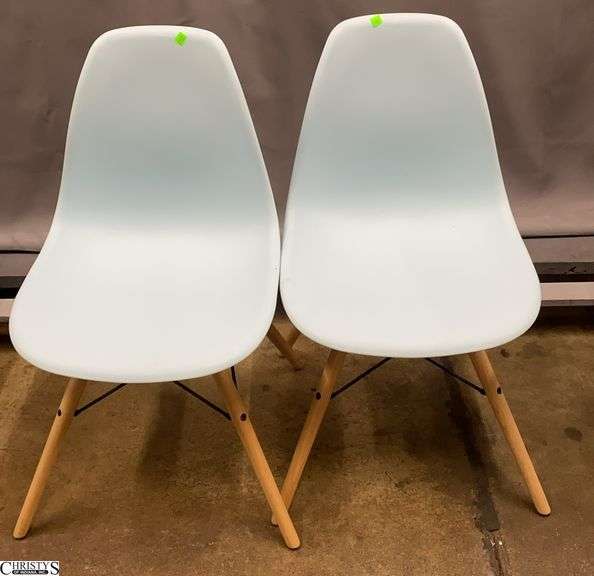 Pair of Dorel Home Products Light Teal Plastic Seat Chairs 17" Seat Height image