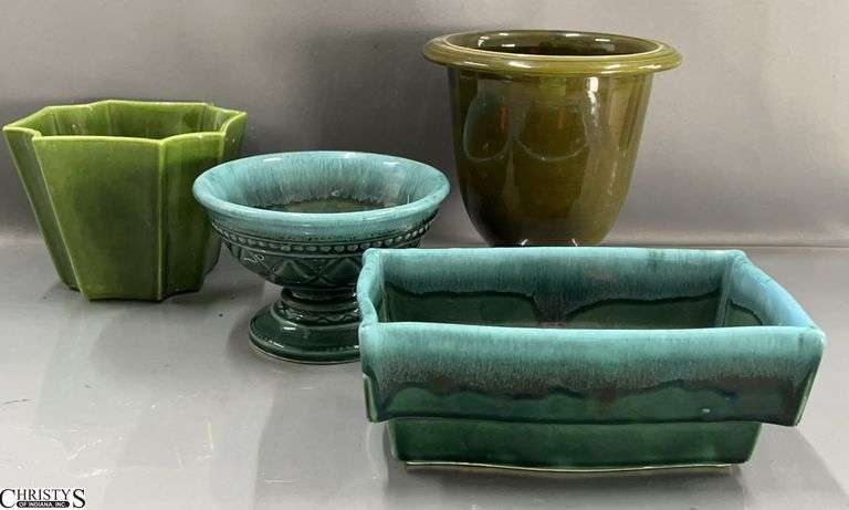 4 Ceramic Planters - Hull, Haegar, and Other - 7.5" of tallest image