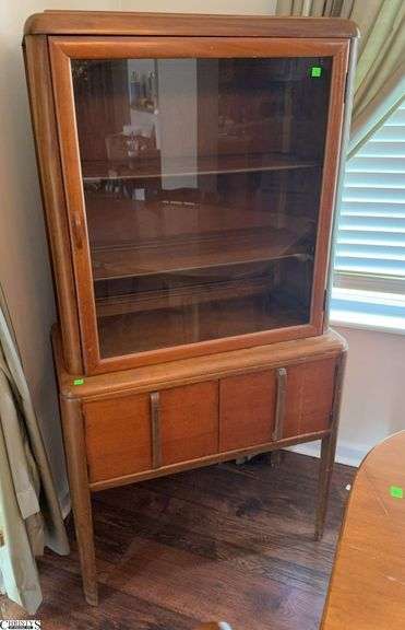Vintage Deco Style Display Cabinet - 30" x 15" x 57" - some finish wear image