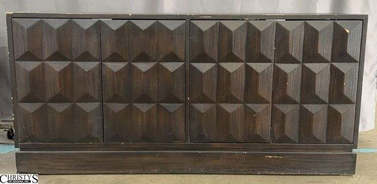 4 Door Modern Buffet, Has Lots Of Scuffing and Edge Wear 72x19x34" image