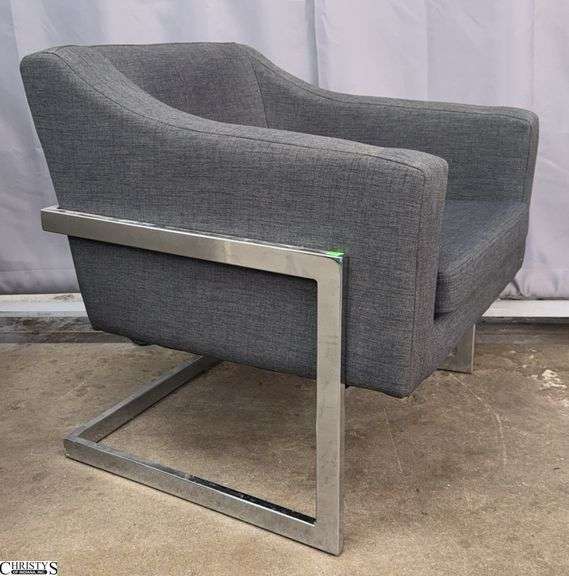 Grey Linen Accent Chair, Needs Cleaned 30x29x29" Tall To Back image