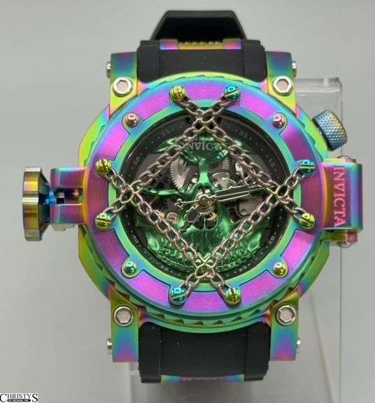 Invicta Men's 38578 Automatic Skeleton Skull 54mm Watch With Box image