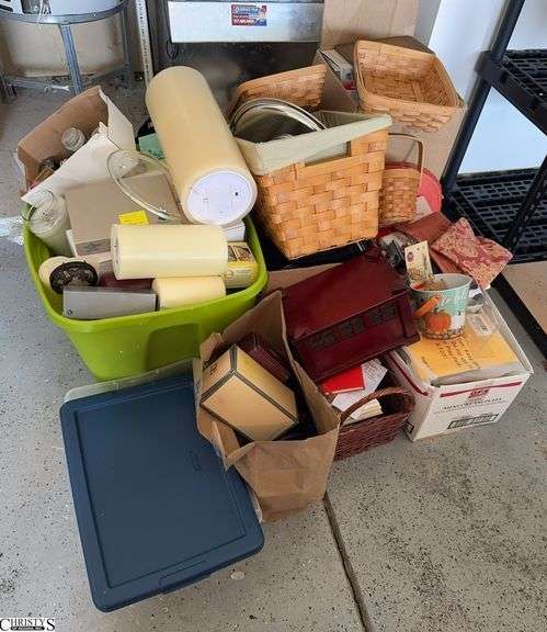 Lot of Baskets Candles Books and Other Household Items image
