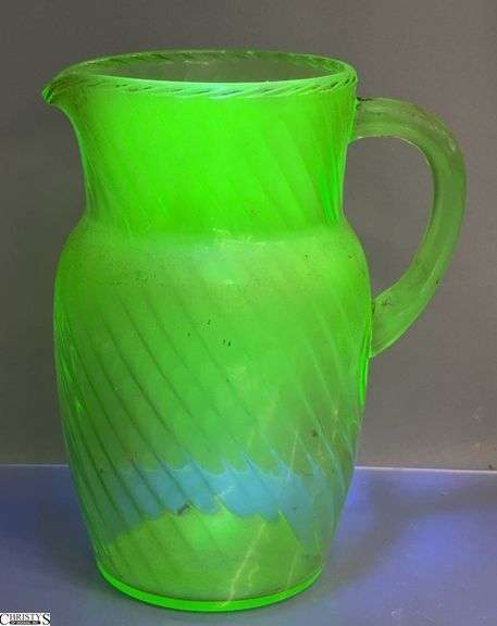 UV Reactive Green Depression Pitcher 8" Tall image