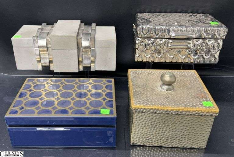 4 Decorative Tabletop Storage Boxes - 12" of largest image