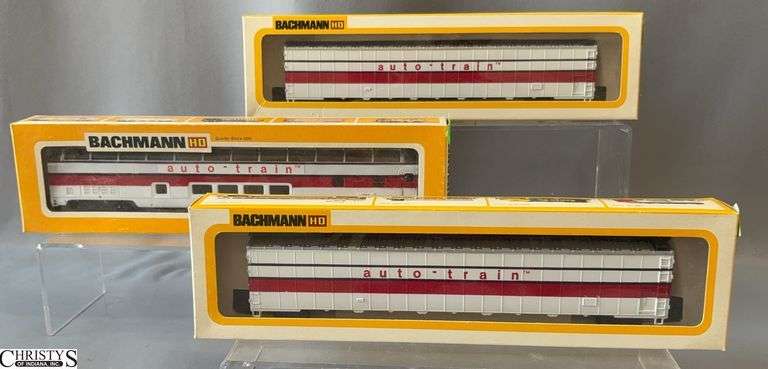 3 HO Bachmann Auto Train 2-Double Deck Auto Transporter 1250 and Passenger Coach 1252 image