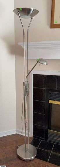 Modern Style Torchiere Lamp w/ Adjustable Reading Light - 71" T image