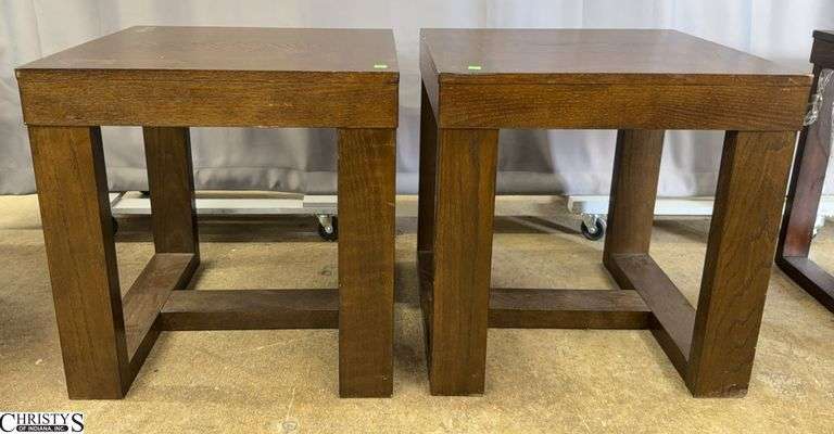Set of 2 End Tables, Heavy Some Scuffs on Edges 24x24x24" image