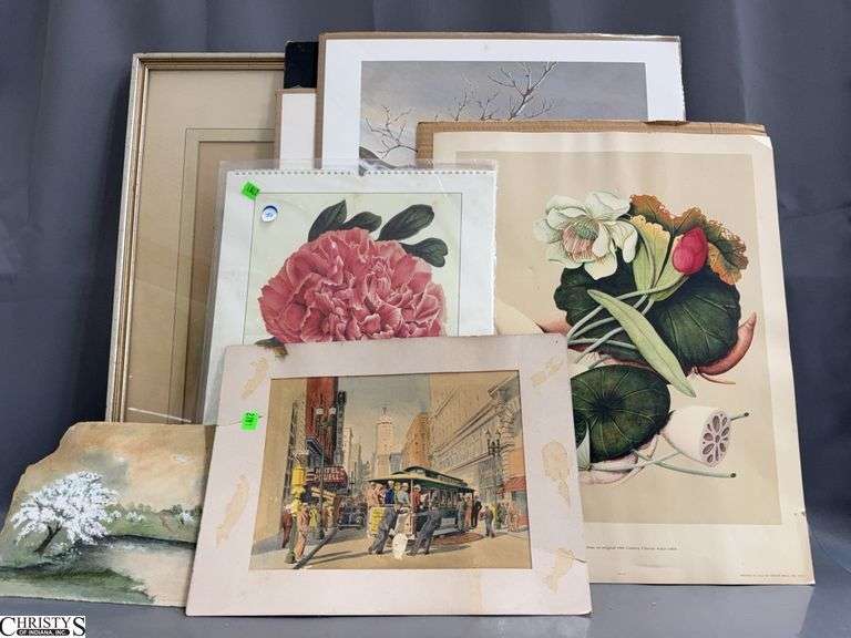 Unframed Artwork, Framed Has Broken Glass, Calendar, Painting Has Wear Largest 18x24" image
