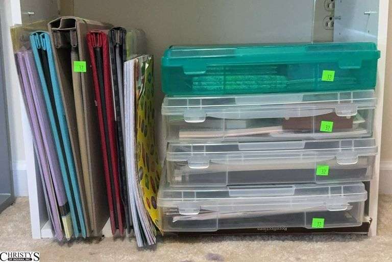Scrap Book Craft Supplies - 4 Plastic Organizer, Unused Scrap Books, Paper image