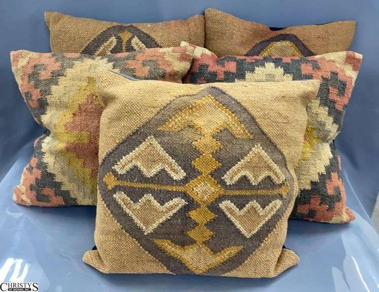 5 Jute Woven Multi Color Throw Pillows 20" image