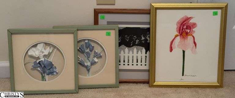 4 Signed Framed Art Prints - 17" x 13.5" of largest image