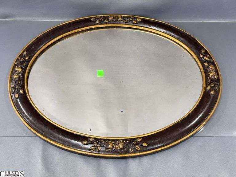 Black Framed Oval Mirror 19x23" image