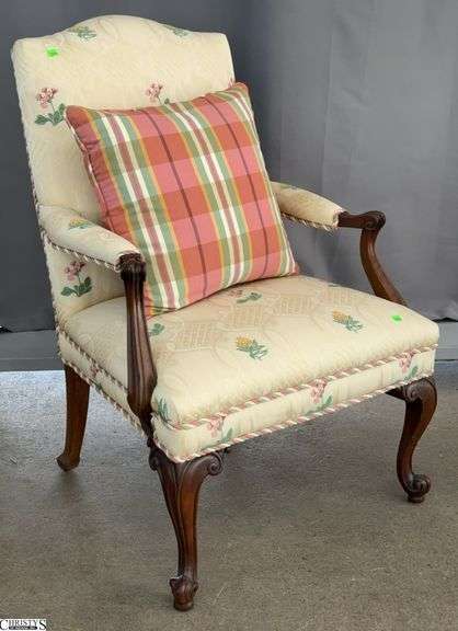 Floral Motif Upholstered Open Arm Chair - 26" x 39" - 18" seat image