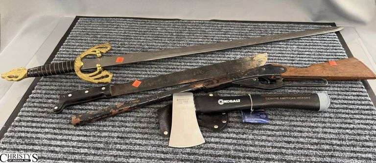 Rusty BB Gun, Sword, Machete, Hand Axe image