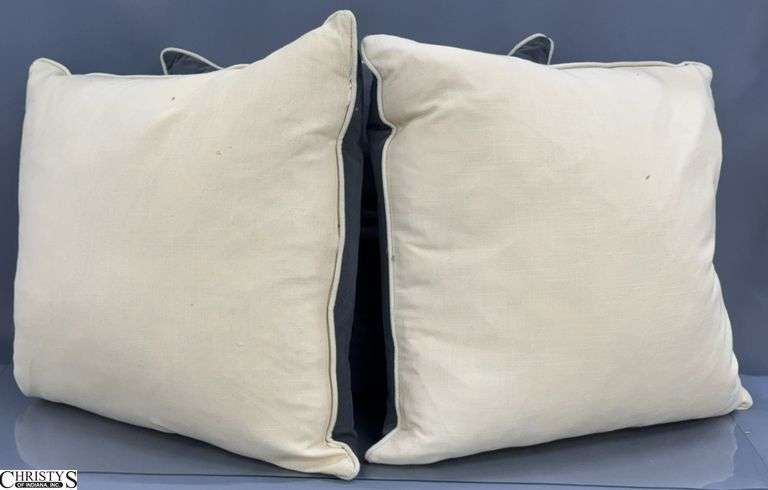 3 Grey and Off White Throw Pillows, 19" image