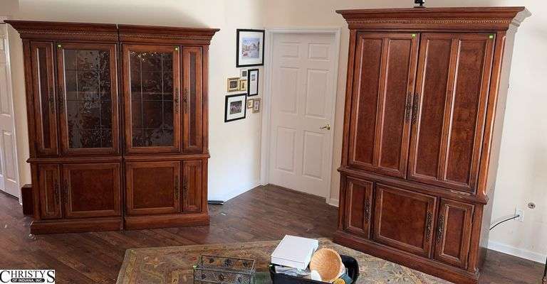 3pcs Large Media Entertainment Unit - 56" x 29.5" x 87" of center unit - Wall Hangings, TV/Electronics not included image