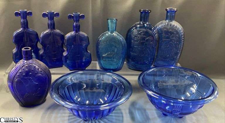 10pcs Cobalt Bottles, Bowles Largest 10" Round image