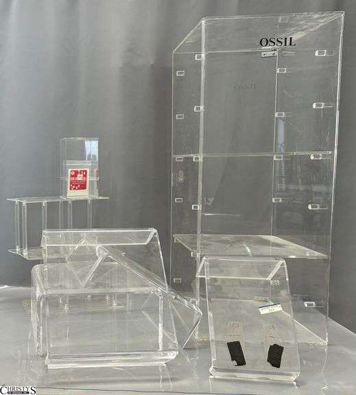 Acrylic Display Unit and Risers, Display Cabinet Measures 12x12x36" image