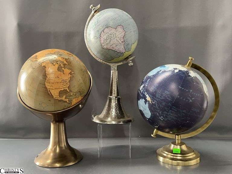 3 Decorative Tabletop Globes - 15" of tallest image