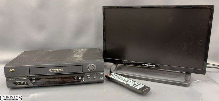 Element 19" TV and JVC VHS Player image