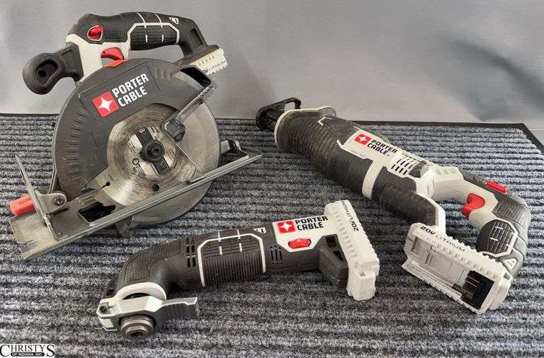3 pcs Porter Cable 20v Circular Saw 6 1/2", Sawzall, Multi Tool NO BATTERIES OR CHARGER. image