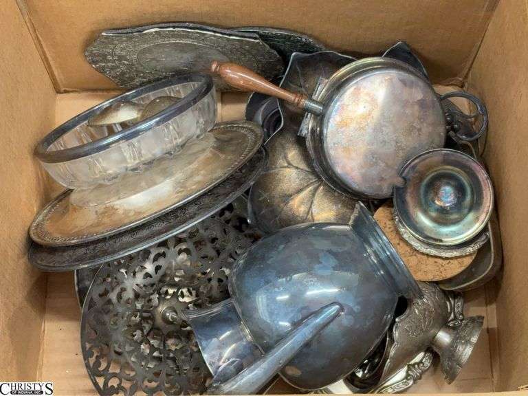 Silver Plated Items, Some Parts, Lids, Trivet, Handled Pot, Water Pitcher image