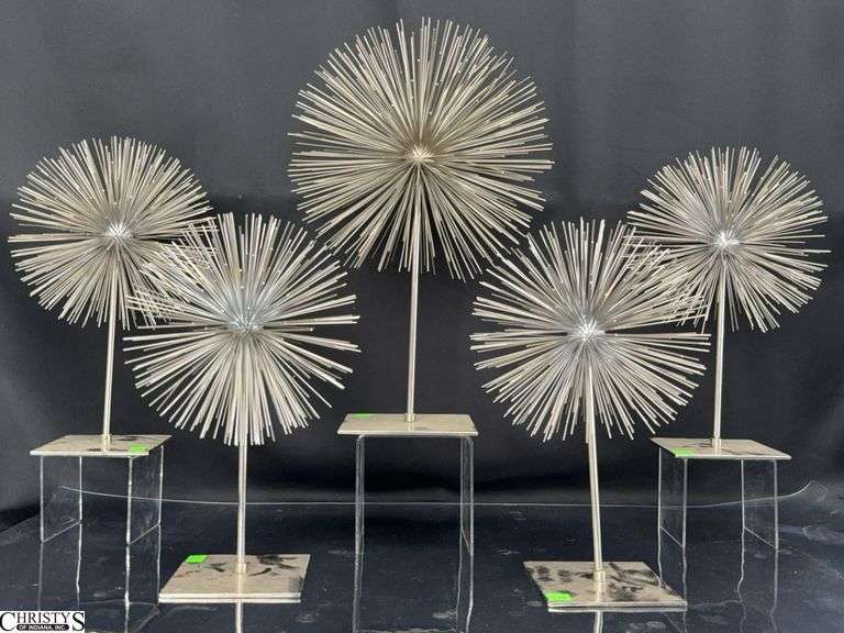 5 Z Gallerie Silver Tone Metal Starburst Tabletop Decor - 18" of tallest image