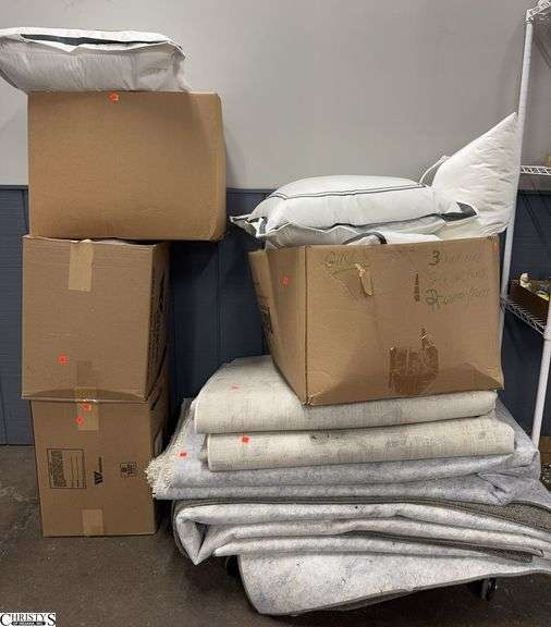 Pillows, Queen Bedding, 2 Rugs 106x142  Rough Dimensions. image