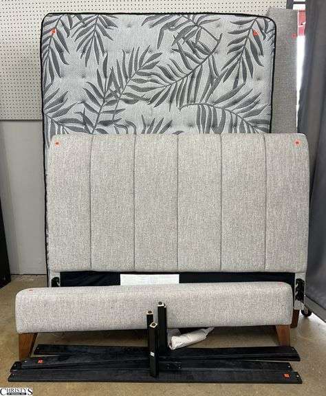 Northridge Home Upholstered Queen Size Bed Frame and Queen Size Mattress - 63" x 49" of headboard image