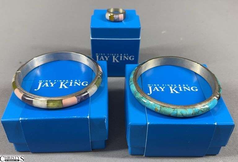 3 Pieces of Mine Finds by Jay King Jewelry Marked 925 in Boxes.  Includes 1 ring and 2 bracelets. image