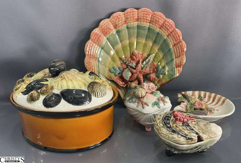 Sea Shell Pottery and Baking Dishes, Fitz and Floyd, Portugal Covered Casserole image