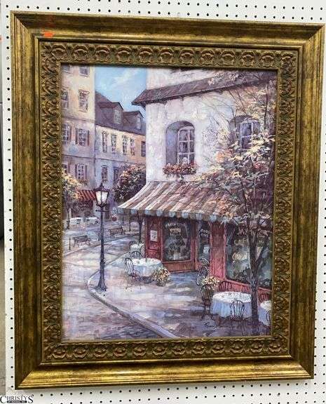 Cafe Street Scene Decorator Print - 30.5" x 36.5" of frame image