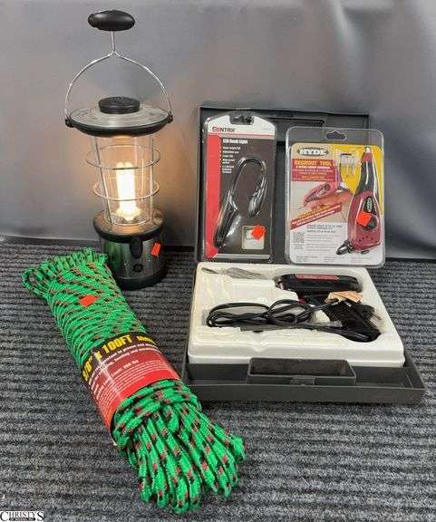 Grout Tool, Book Light, Soldering Gun, Rope, Lantern image