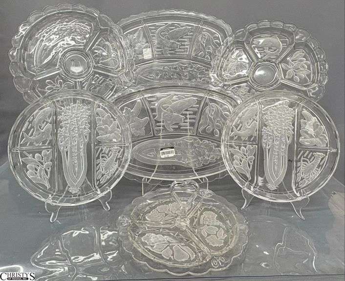 Clear and Frosted Vegetable Divided Serving Trays Largest 14.5" image