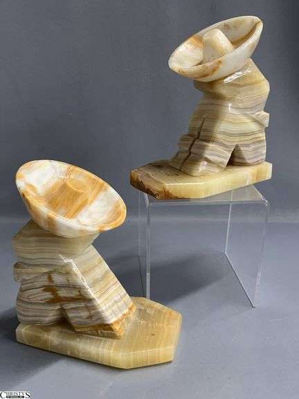 Pair Southwestern Style Polished Stone Bookends - 5" x 6" of each image