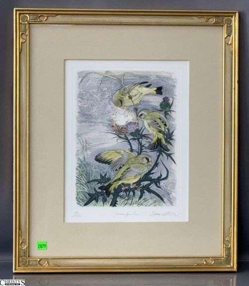 David Koster Signed Finch Lithograph 59 of 150 - 18" x 21" of frame image