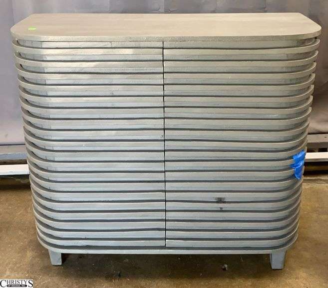 2 Door Curved Side Grey Cabinet 40x16x36" image