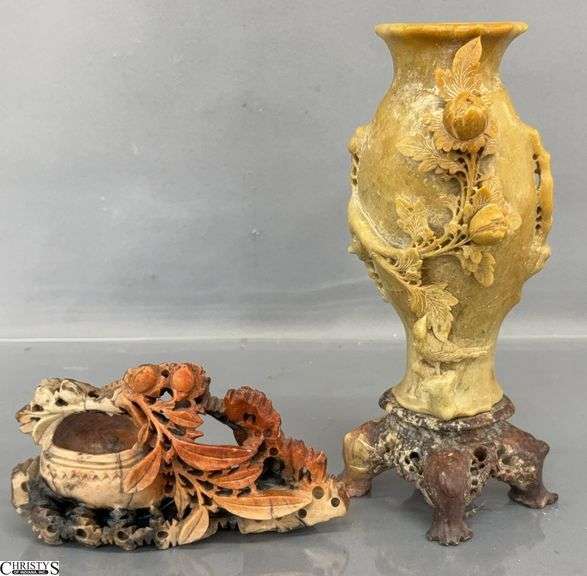 2pcs Soapstone Vase 8.5" Tallest image