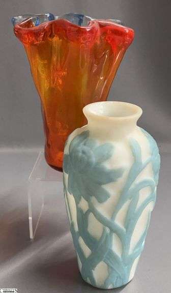 Cameo Cut Style and Art Glass Vases, 2pcs - 6" of tallest image