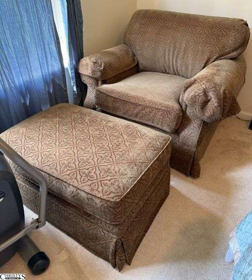 Flexsteel Arm chair and ottoman, 43x39x36” tall to back of chair image